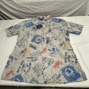 croft and barrow button polo shirt with stamp design about Florida, Hawaii
